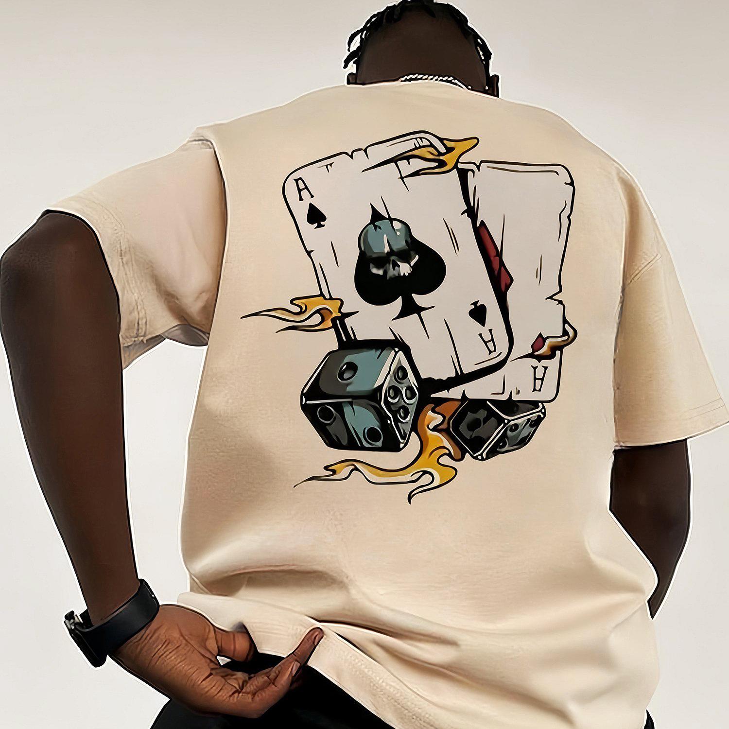 

Mens summer 100 cotton printed pattern stylish casual loose comfortable roundneck Tshirt S