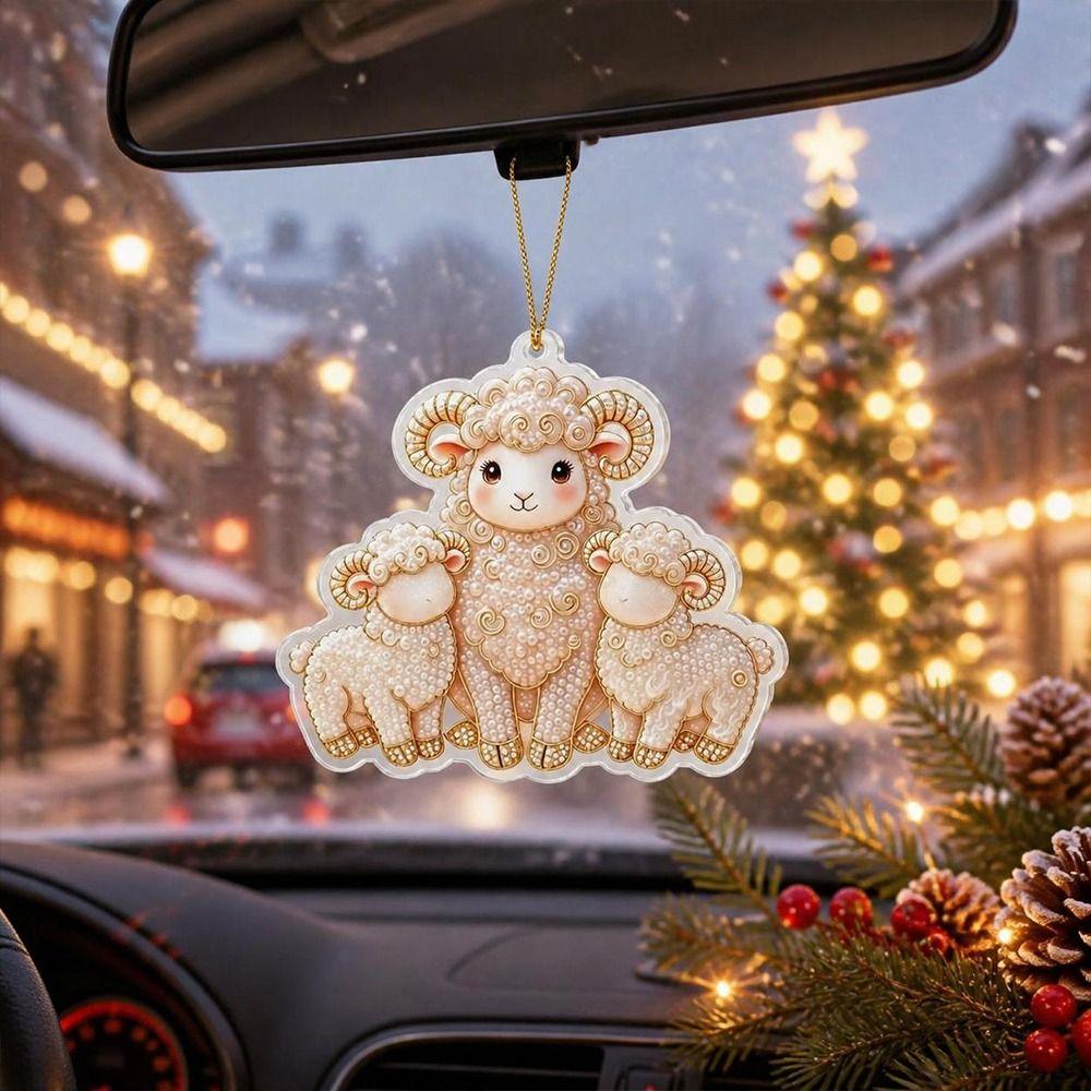 Acrylic Goat Hanging Ornament Set 2D Flat Christmas Tree Ornament Zodiac Goat Souvenir  Bag Charms