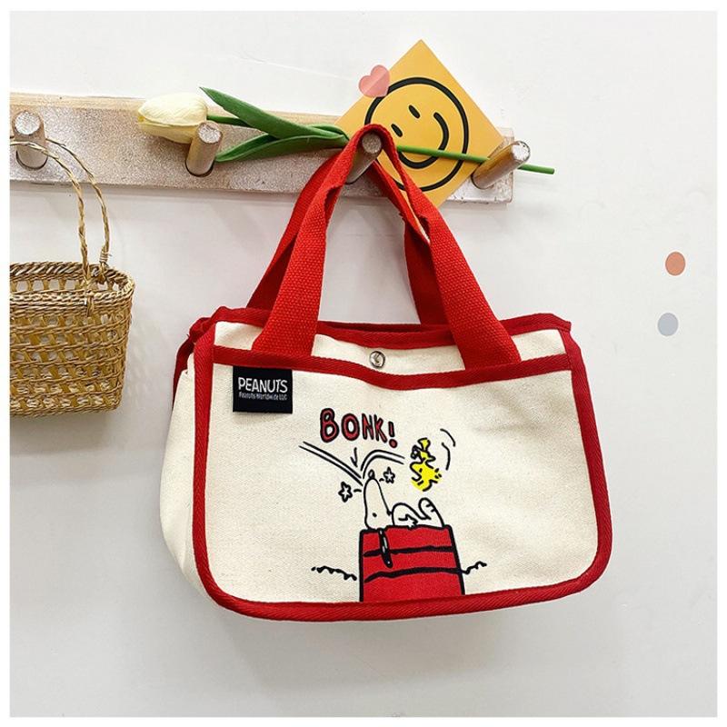 Cute cartoon Snoopy bento canvas bag large capacity multi-function portable canvas bag
