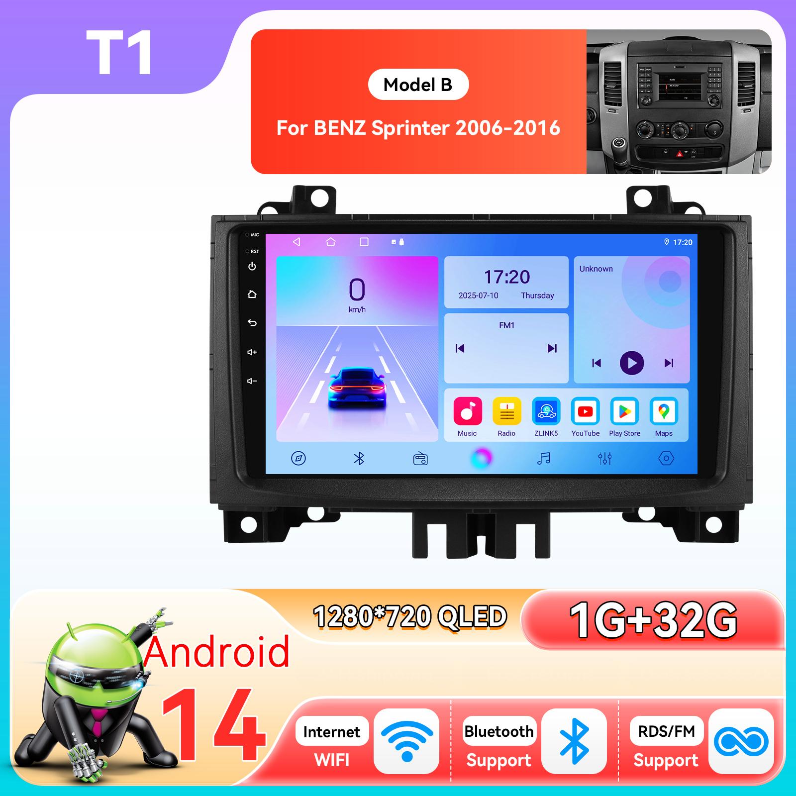 

Ossuret Car radio for Benz Sprinter Volkswagen Crafter 2006 - 2016 Wireless Carplay Android Auto multimedia GPS Autoradio 360 Cam SWC BT T1 4Core 1G 32G B