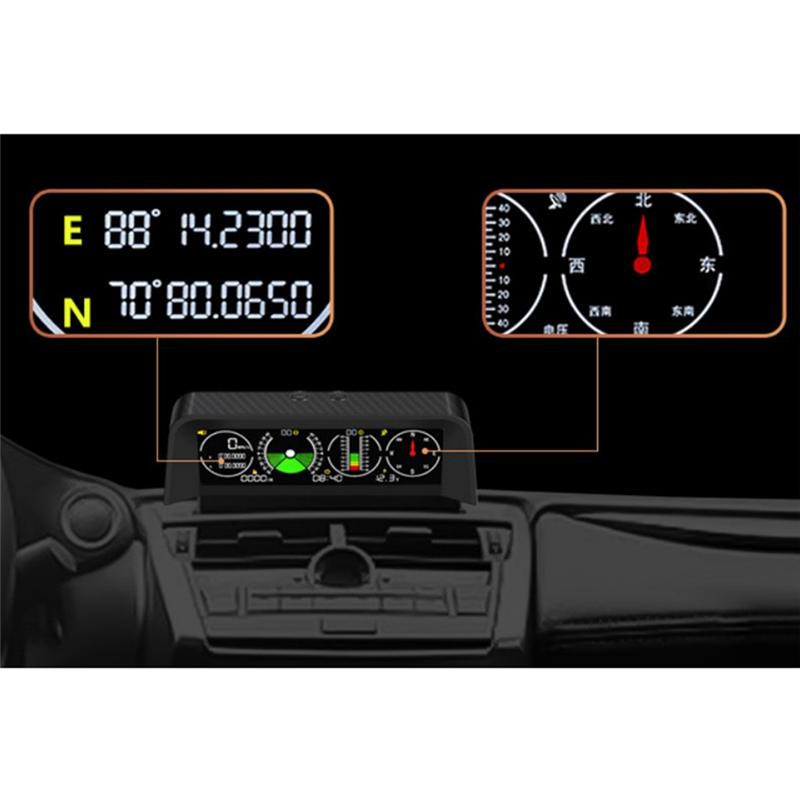 A28G-Vehicle-Mounted Head-Up Display Host Speed Slope Meter Inclinometer Car Compass Automotive Hud Pitch Tilt Angle Protractor