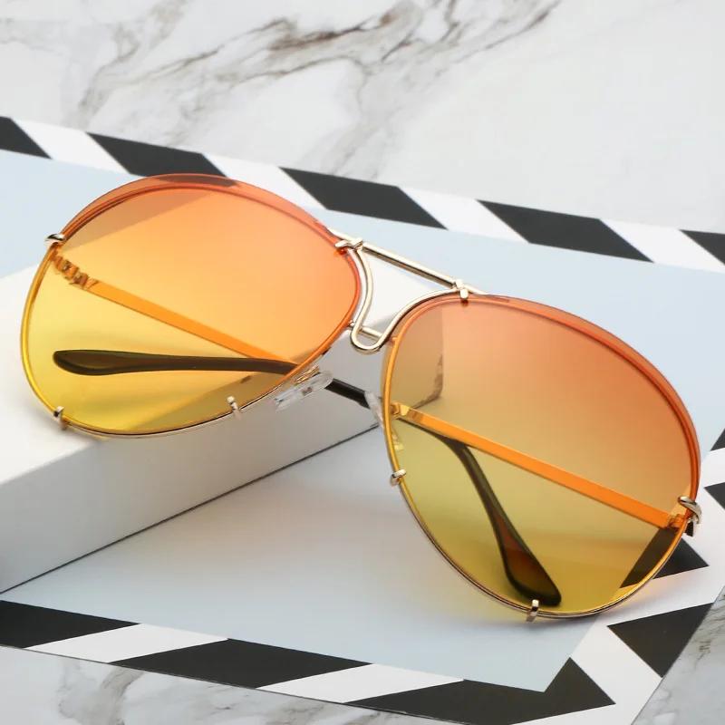 Popular Fashion Pilot Sunglasses Women For Men Oversized Luxury Brand Designer Sun Glasses Vintage Gradient Punk Shades Uv400