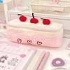 Cherry Cake Design Pen Bag Plush Stationery Bag Kawaii Pencil Case  Students