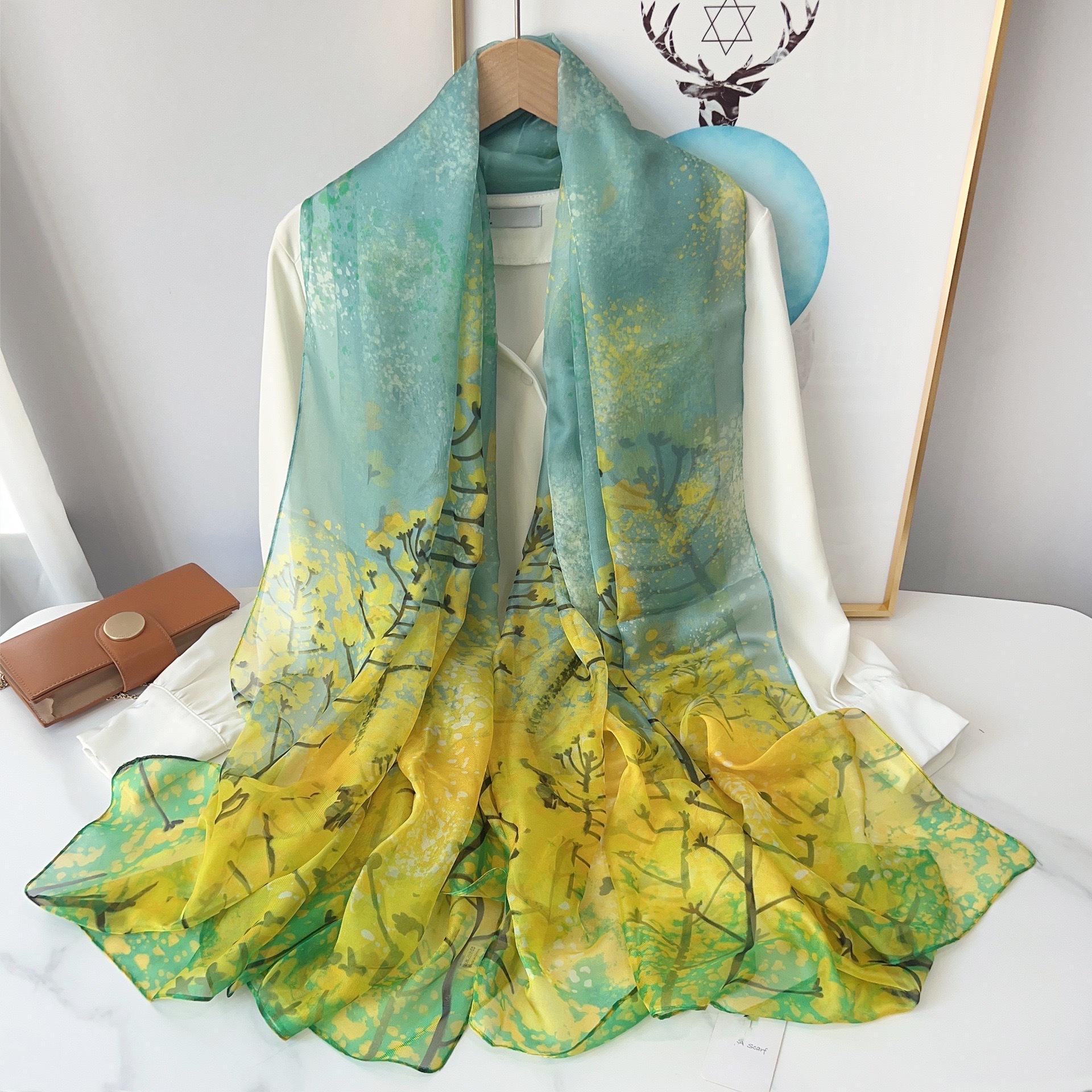 

Модные шарфы с цветочным принтом, длинная плетеная шаль для женщин, солнцезащитная накидка с пляжным принтом, для вечеринок, декоративный аксессуар для выхода в свет, мягкий, дышащий