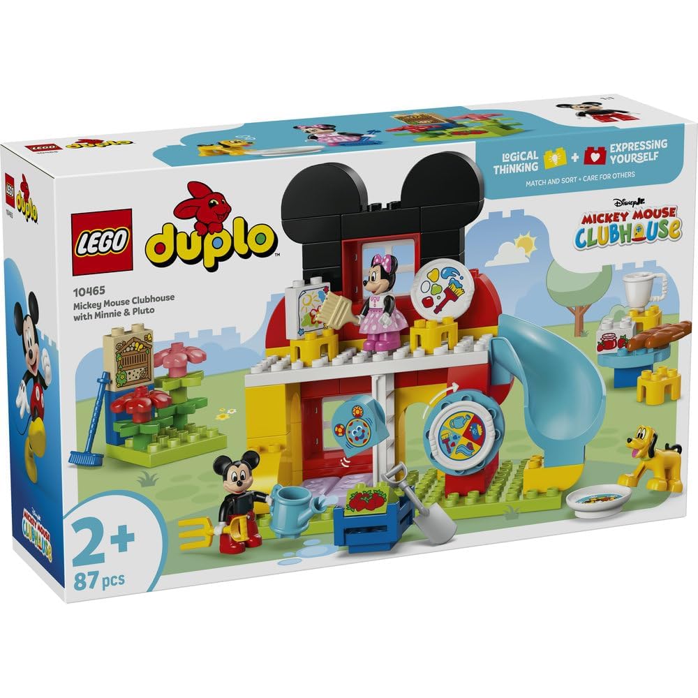 LEGO DUPLO Mickey Mouse Clubhouse Toy Set with Mickey, Minnie, and Pluto for Kids Age 1.5 to 4, Educational Building Blocks
