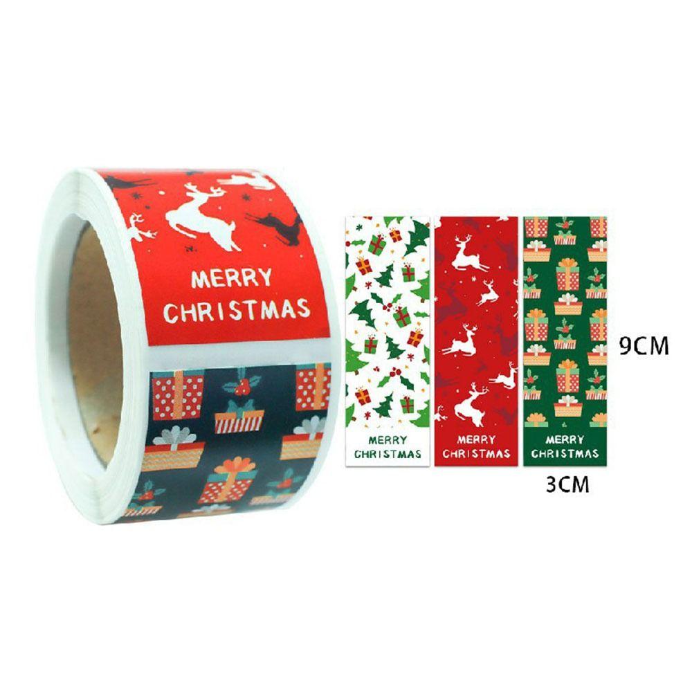 Year Gift Box Wrapping Merry Christmas Stickers Greeting Tags Sealing Labels Santa Claus Snowman