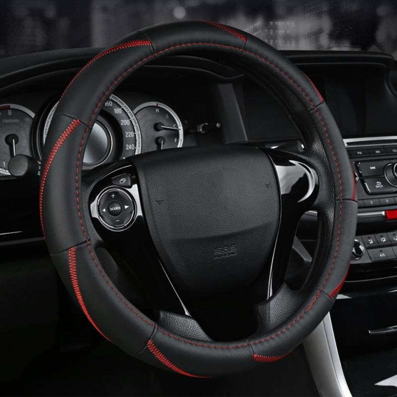 Leather Car Steering Wheel Universal 15'' Protector Cover Non-Slip Breathable