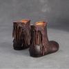 Johnature Retro Short Boots Genuine Leather Versatile Tassel Fashion Comfortable Women's Shoes