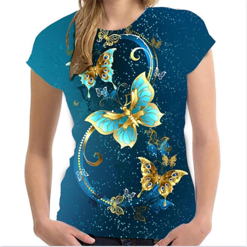 Summer T-Shirts Butterfly 3D Print Streetwear Women's Casual Fashion Oversized O-Neck T Shirt Female Girl Tops Tees Clothing