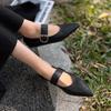 Johnature Retro Mary Jane Pointed Toe Women's Shoes Versatile Genuine Leather Soft Soled Flat Shoes