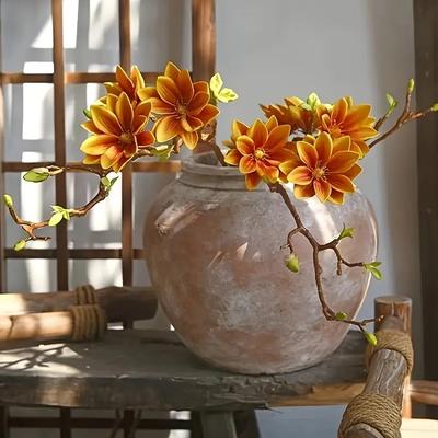 72CM Real Touch EVA Magnolia Bouquet Big Orchid Artificial Flowers Branch With Leaves Wedding Home Table Party Vase Decoration