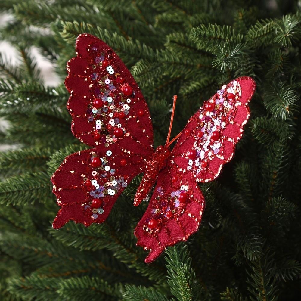 Reusable Glitter Butterfly Home Decoration Xmas Tree Pendant Butterfly Christmas Decoration Christmas Tree Decoration