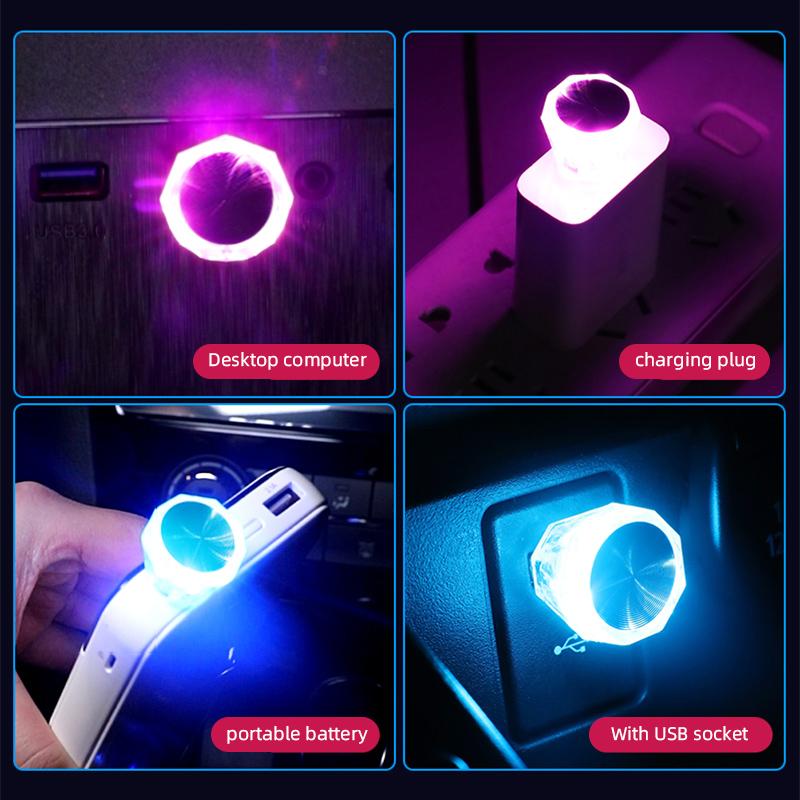 USB LED Interior Lights Mini Atmosphere Lamp Night Light Indoor Decorative Lights Car Ambient Lighting Strobe RGB Light Bulb