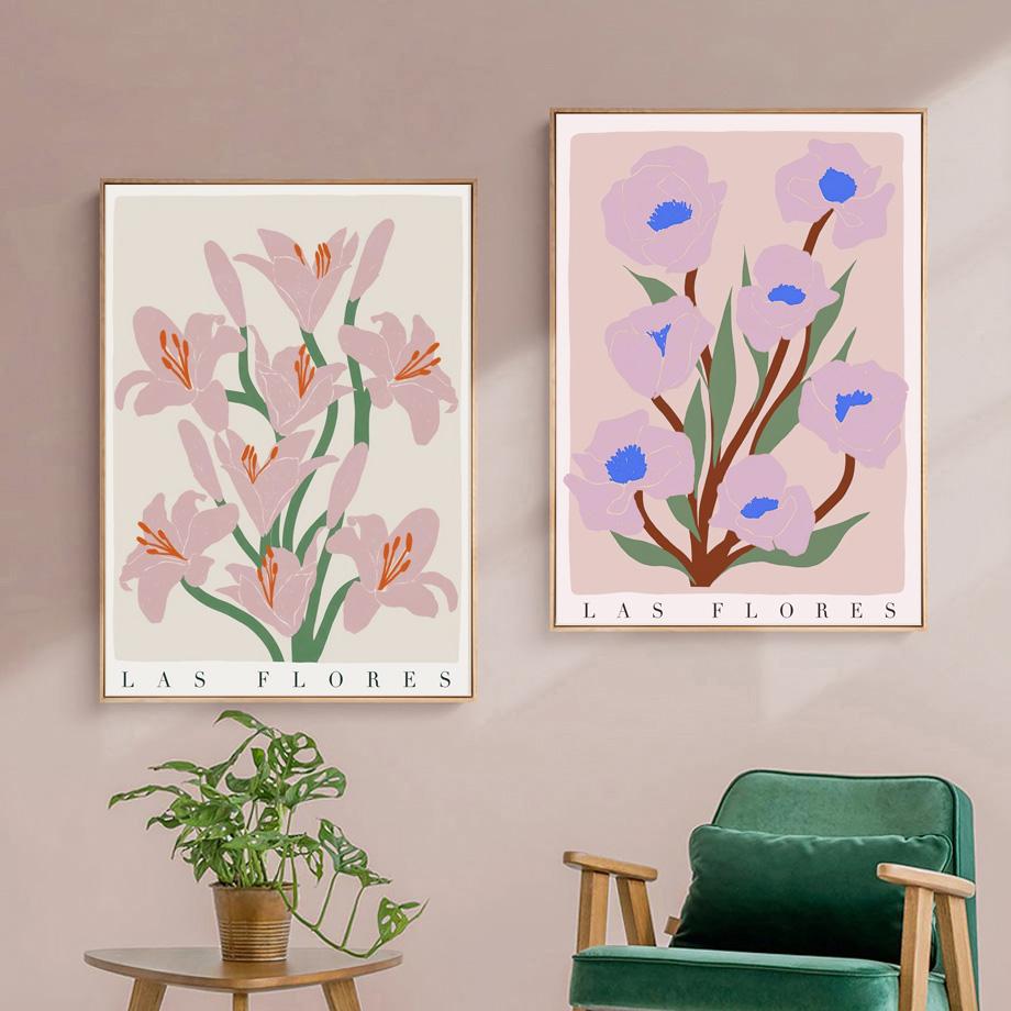 Abstract Las Flores Athens London Flower Market Wall Art CanvasPosters  Painting And Prints Wall Pictures For Living Room Decor
