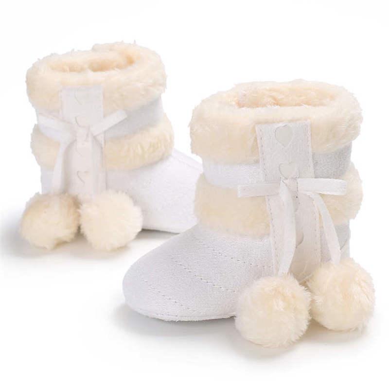 Winter Snow Baby Boots Warm Fluff Balls Indoor Cottton Soft Rubber Sole Infant Newborn Toddler Baby Shoes