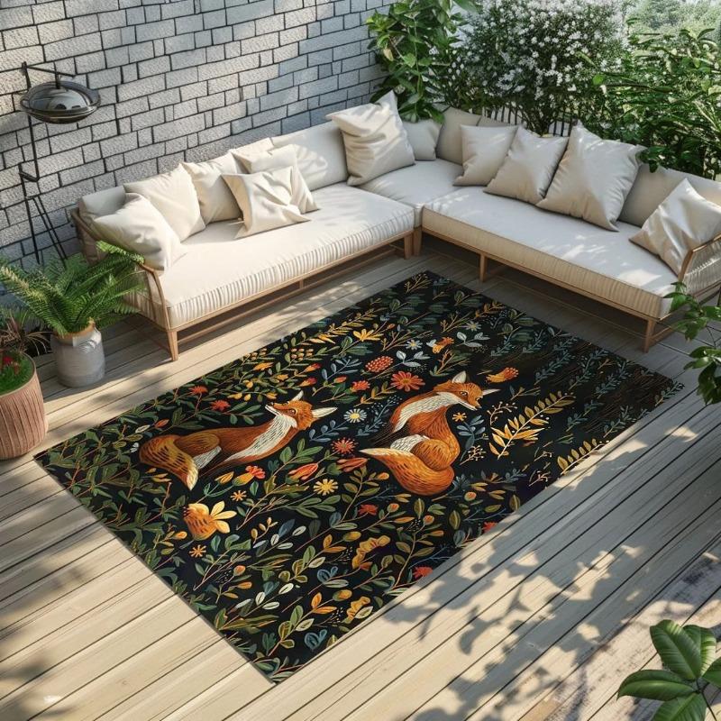 French Retro Carpet Plant Butterfly Fox Flower Rug Anti Dirty and Wear-resistant Bedside Mat Rugs Living Room Bedroom Decor