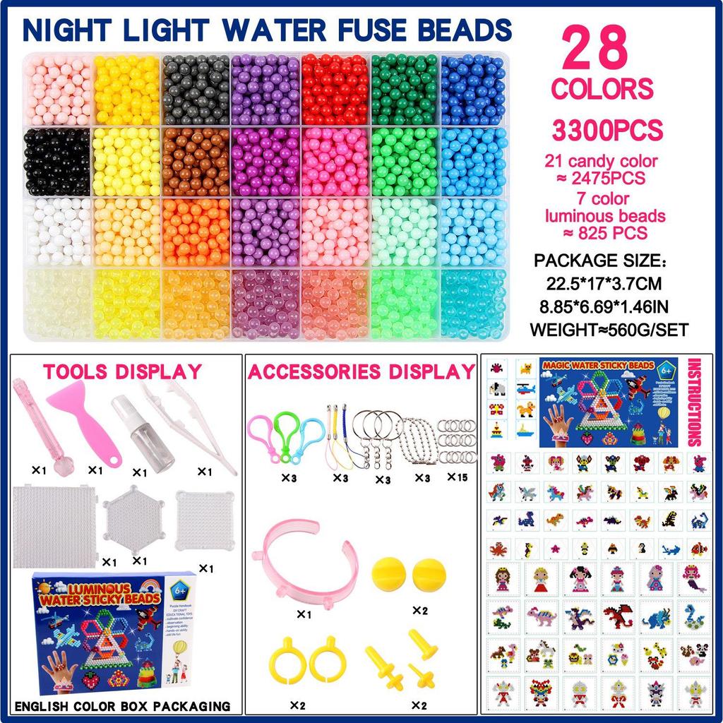 Water Magic Beads DIY Puzzle Set for Kids: Early Education Handmade Hama Beads