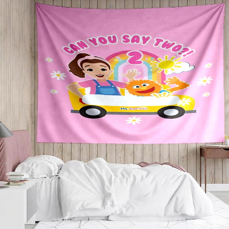 Ms.-Rachel Print Tapestry, Backdrop, Easy Setup, Ideal for Bedroom, Office & Living Room, with Aesthetic Wall Hanging Decor.