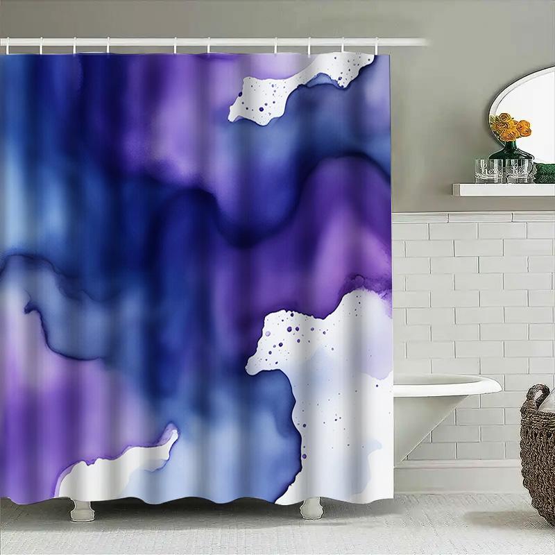 Purple Watercolor Print Shower Curtain Modern Bathroom Decor With Draped Waves Design 72 X 84 Inches / 180Cm By Wandadesigns