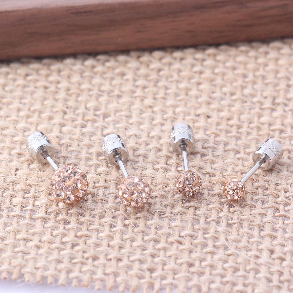 Titanium Steel Multi-Color Diamond Ball Stud Earrings: Niche Design, Sparkling, and Fashionable for Ear Piercings
