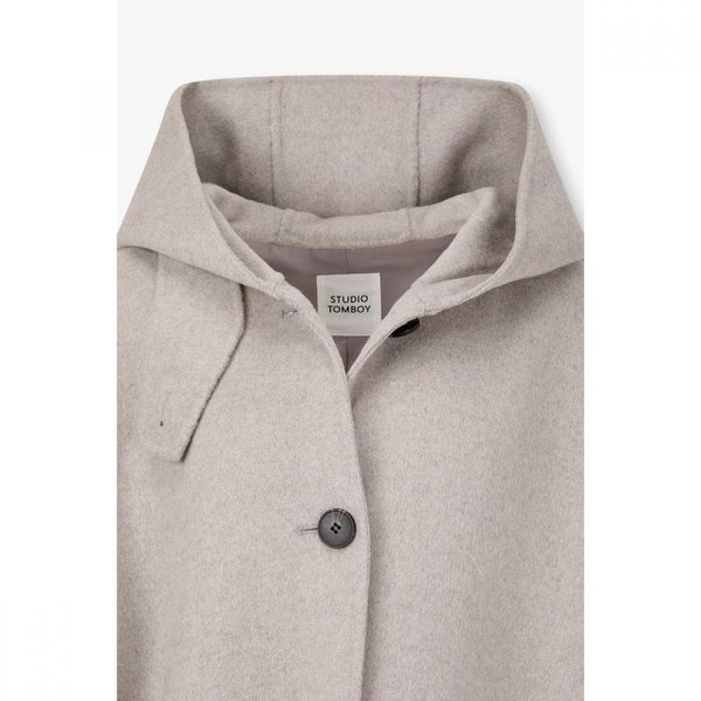 Studio Tomboy Hooded Wool Blend Half Coat 9176411981
