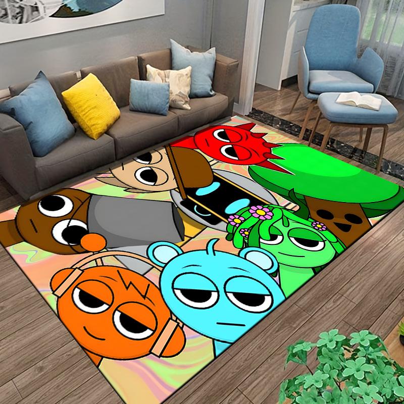 Area Rug Sprunki Incredibox Characters Closeup Group Colorful Music Game Art Decor for Living Room Bedroom Gift for Men