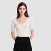 Women's Round Neck Slim Fit Short Sleeve Knit Sweater