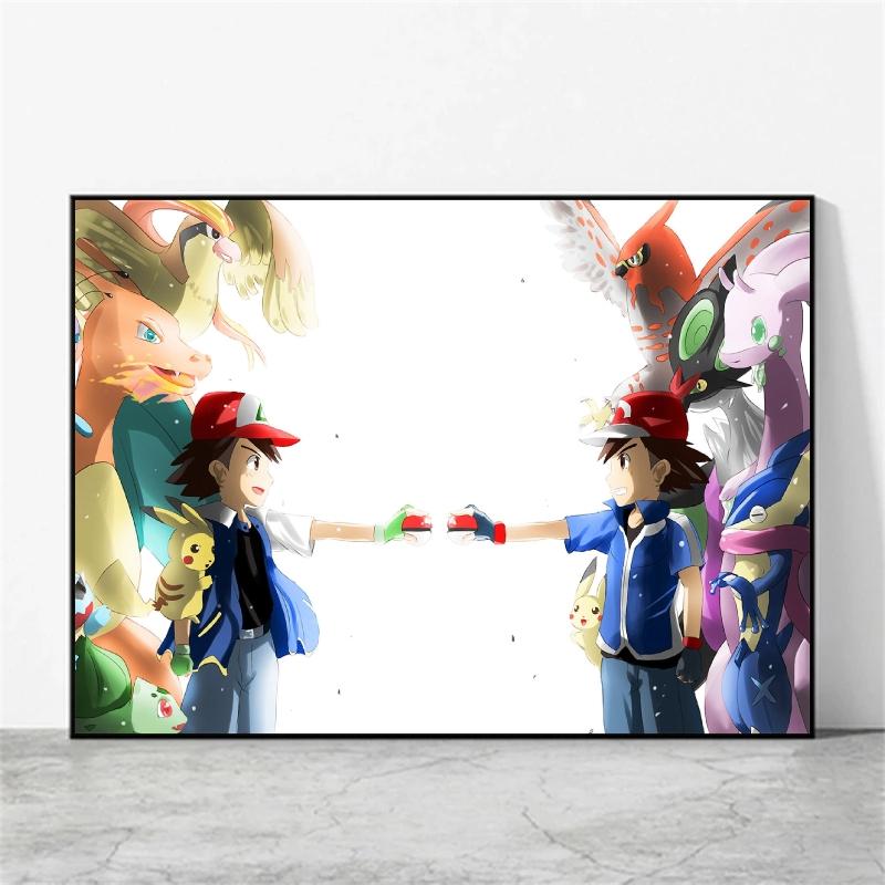 Anime Canvas Paintings Pokemon Ash Ketchum Pikachu Poster Wall Decorative Brings Endless Joy Show The Cozy Home Atmosphere