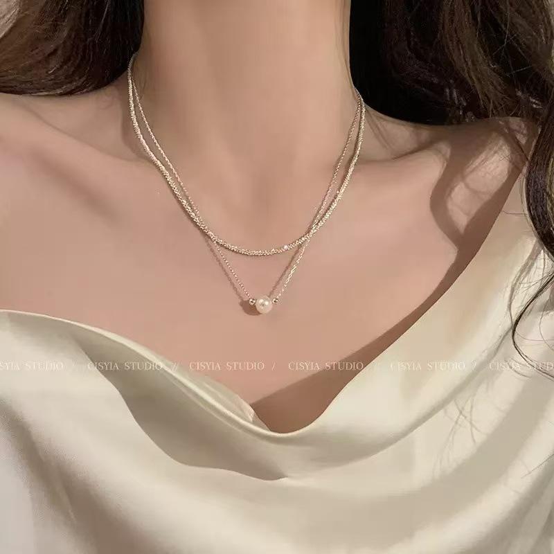 Pearl Necklace Spice Girl Temperament Sweater Chain Niche Design Sense Love Pendant Versatile Neck Chain