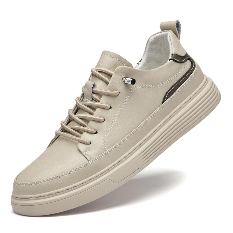 Men s Plus Size No-Tie Leather Casual Sneakers 47 песочный
