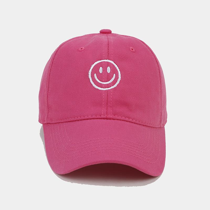 Neue süße Smiley-Gesicht-Stickerei weiches Oberteil Baseballkappe Herrenmode Persönlichkeit vielseitige Kappe Damen-Gesicht kleiner Schirm