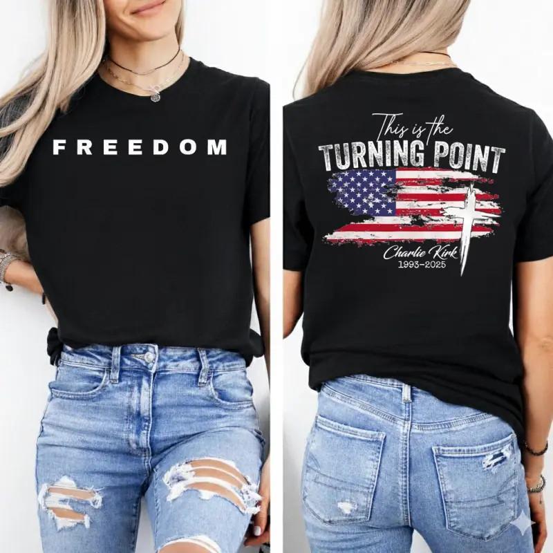 Turning Point USA , Футболка Свободный Консерватор, Чарли Кирк Футболка с принтом с двух сторон Унисекс XL