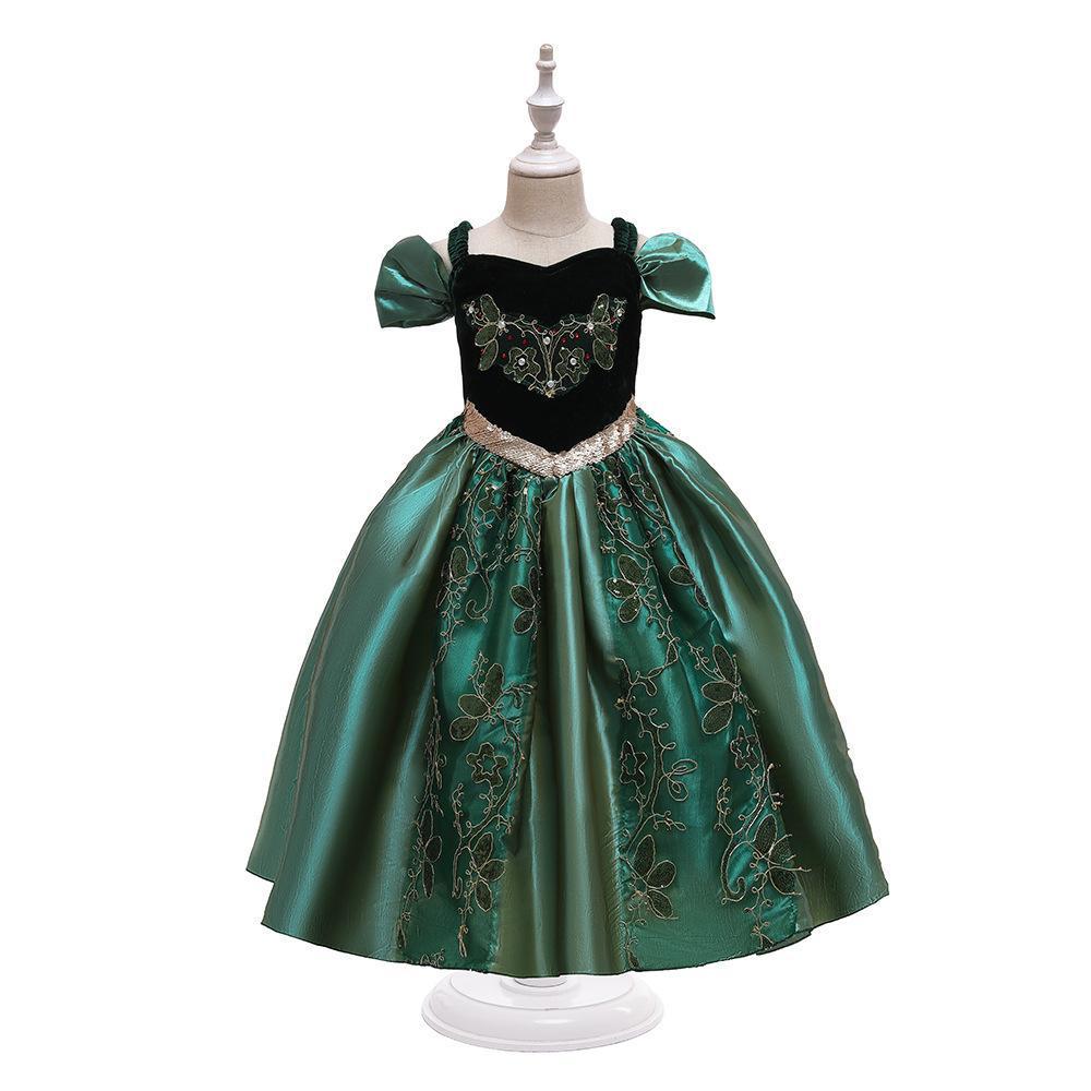 Frozen 2 Princess Anna Green Cosplay Dress for Kids