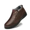 Winter fleece thickened waterproof leather snow boots casual warm cotton non-slip and wear-resistant heel
