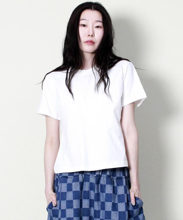 Deumakeu Plain Semi-Crop Short Sleeve T-Shirt Ivory
