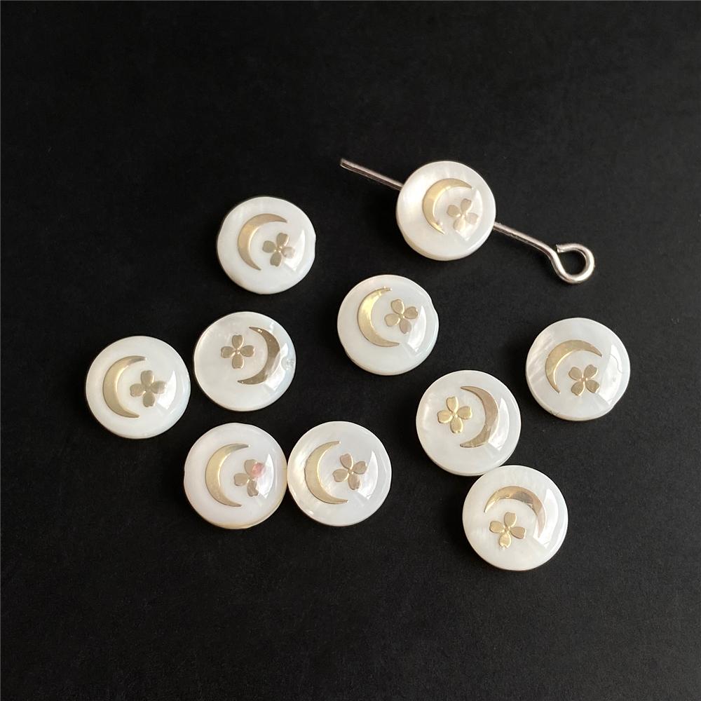Shell Bronzing Moon Star Hearts Bead Charm Round White Freshwater Pearl of Shell Bead for Jewelry Making Diy Necklace Accessory