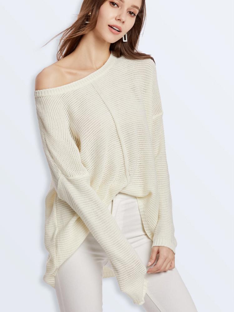 

Women s Knitted Sweater Large Size Women s Autumn/Winter Hooded Knitted Sweater S білий