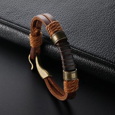 New Fashion Design Bangle Brown Punk Handmade Weaving Leather Bracelets For Man Women Vintage Cuff Bangle Male Jewelry Gift