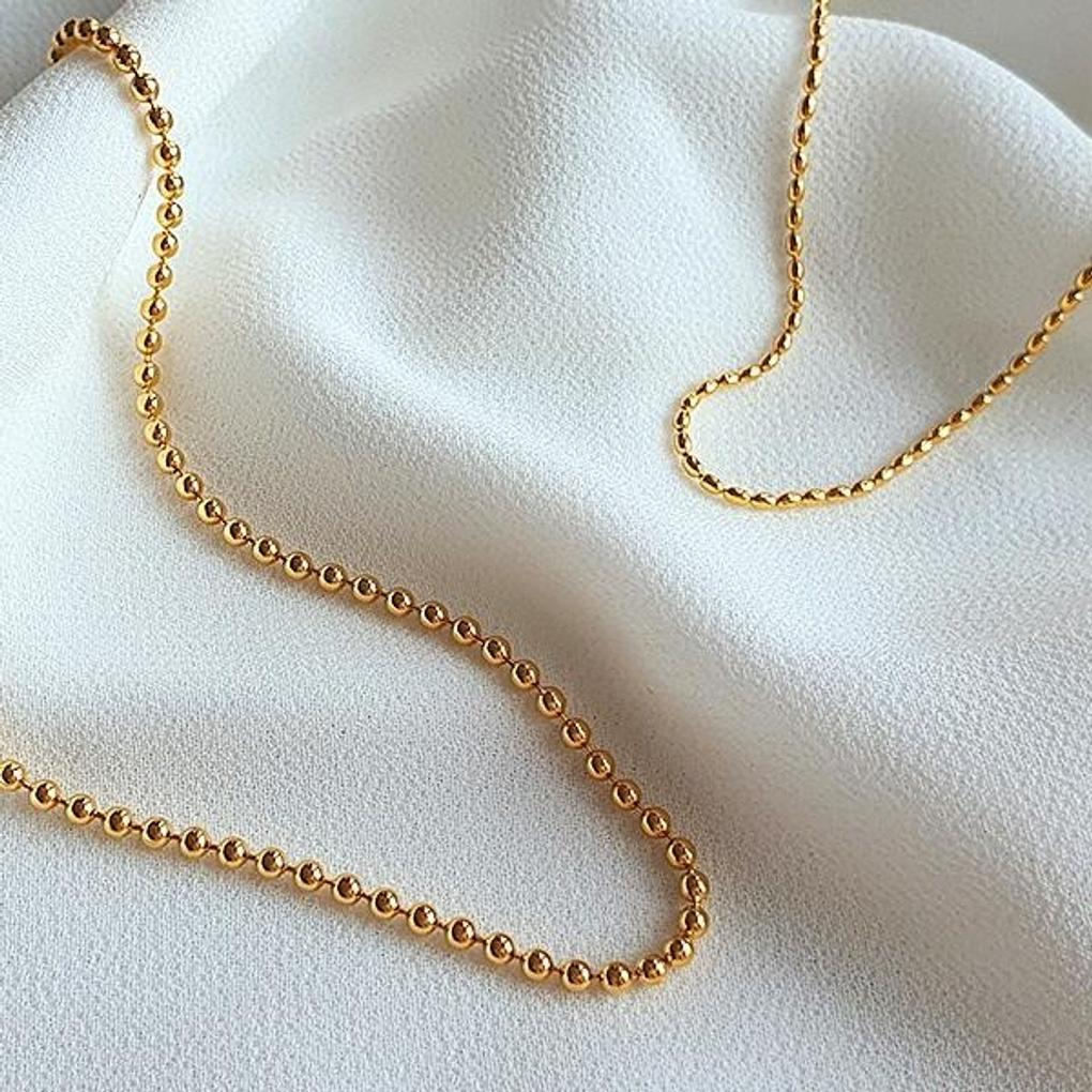 Two Silver Ball Necklaces for Women (Separate and Together)