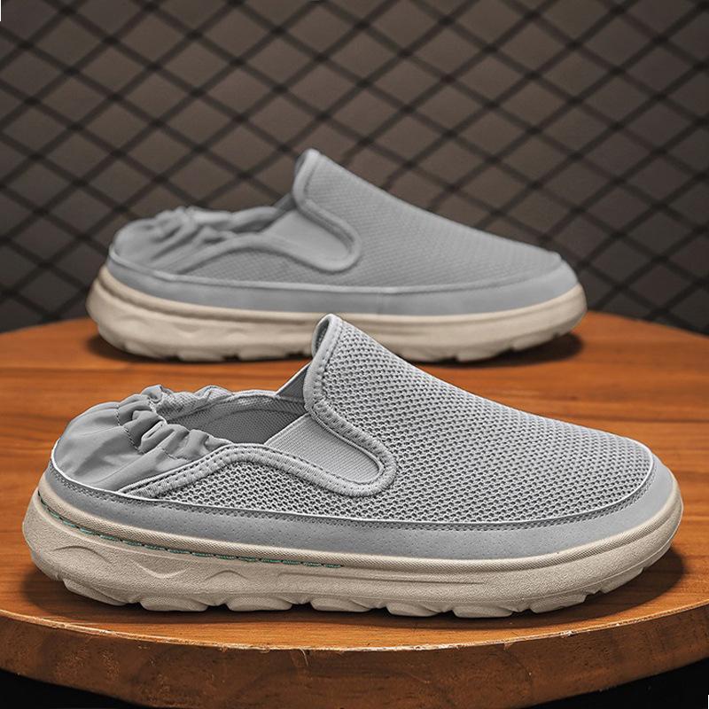 

Summer new breathable thin lazy casual sports lightweight cloth shoes 44 standard sneaker size сірий колір