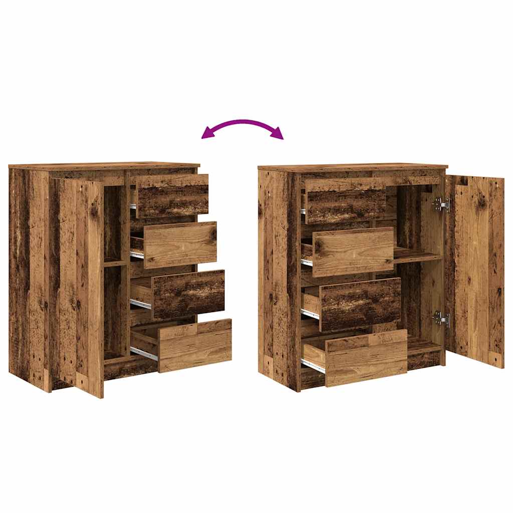 Sideboard with Drawers Vintage Wood Look 71 x 35 x 84 cm Engineered Wood