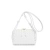 Genuine Leather Mini Camera Bag Woven Design Crossbody Shoulder Women Daily Use Soft Structured Square Purse