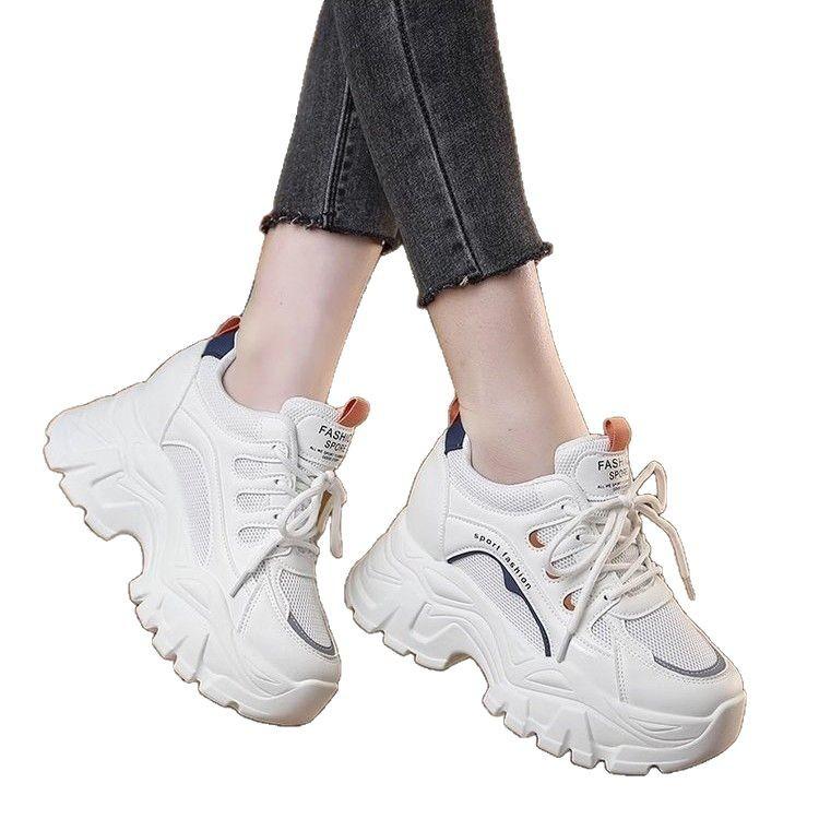 Inner Height Increase Dad Shoes Women's Small 2025 Spring New Thick-soled Mesh Breathable Casual Sports Little White Shoes