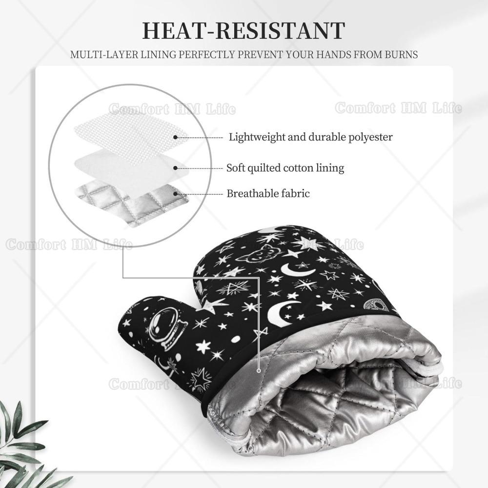 Witch Cat Silicone Oven Mitts Heat Resistant Non-Slip BBQ Gloves Kitchen Mittens for Grilling Cooking Baking 7 X 11 Inch 1 Pair