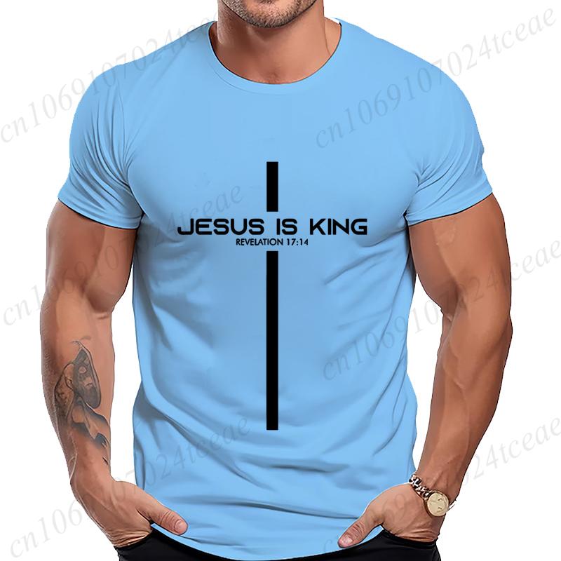 T Shirt for Men Jesus Is King Print Graphic T Shirts Unisex Harajuku Fashion Casual Street Short Sleeve Tee Jesus Is King Tops S разноцветный