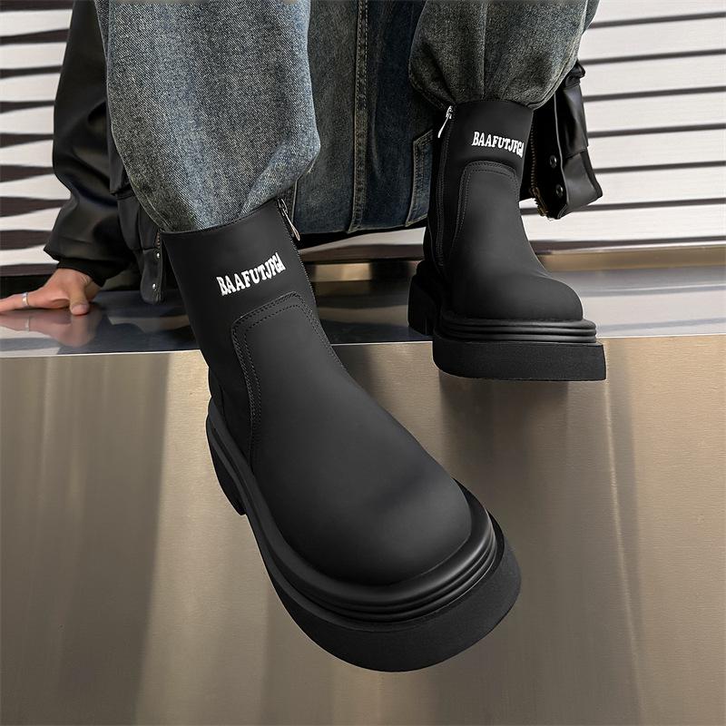 New Martin Boots Men's 2024 Autumn and Winter Small Thick-soled Heightening Locomotive Thin Short Boots 5024-J