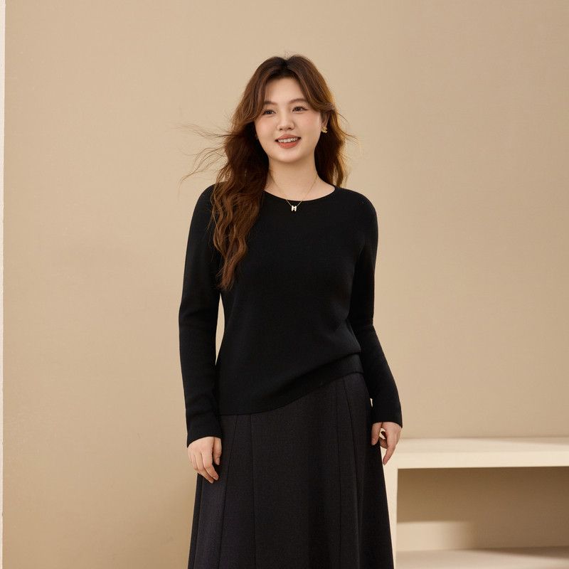 

[Soft and Breathable Pullover Knitwear] Xianlixiu Plus-Size Women s Simple and Comfortable Top for Plus-Size Women, New Spring Clothing Black 4XL