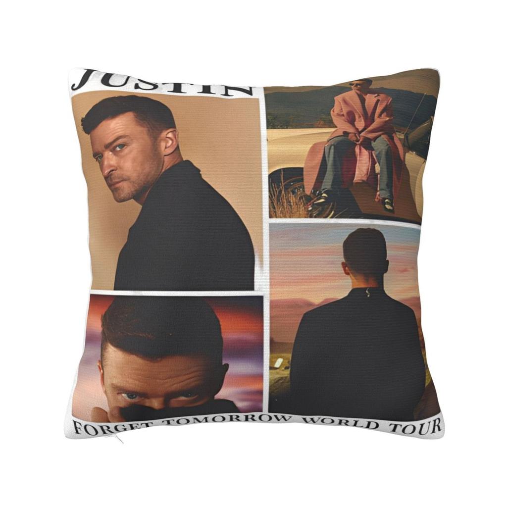 Federe Stampa Justin Timberlake World Tour Copricuscino Coperta Cuscino Coperta Y2K Decorazioni per la Casa Quadrato Multimisura