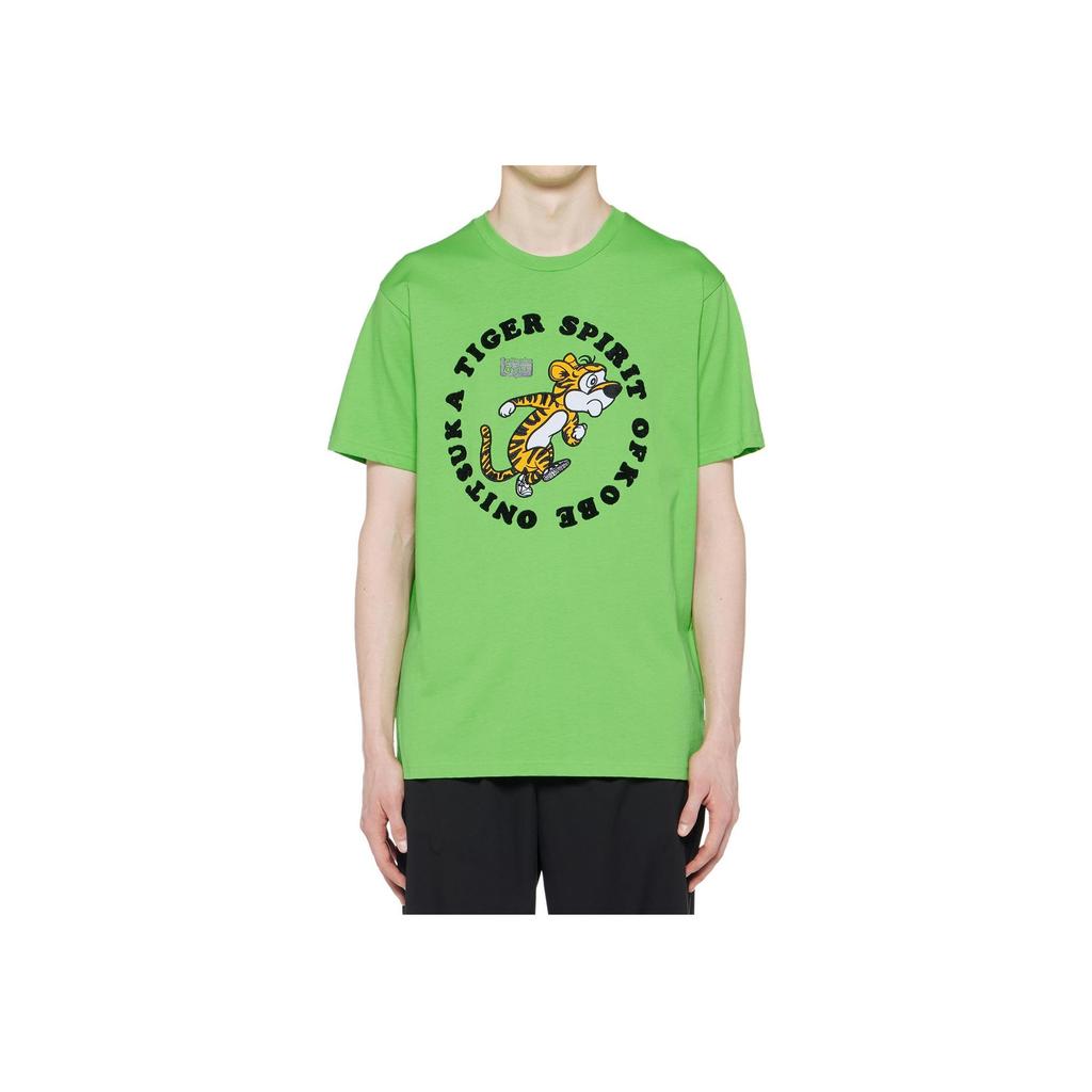 ONITSUKA TIGER Ss24 Graphic Tee Loose Comfortable Fashion Short Sleeve T-Shirt Unisex Tops Light-Green 2183B179-301