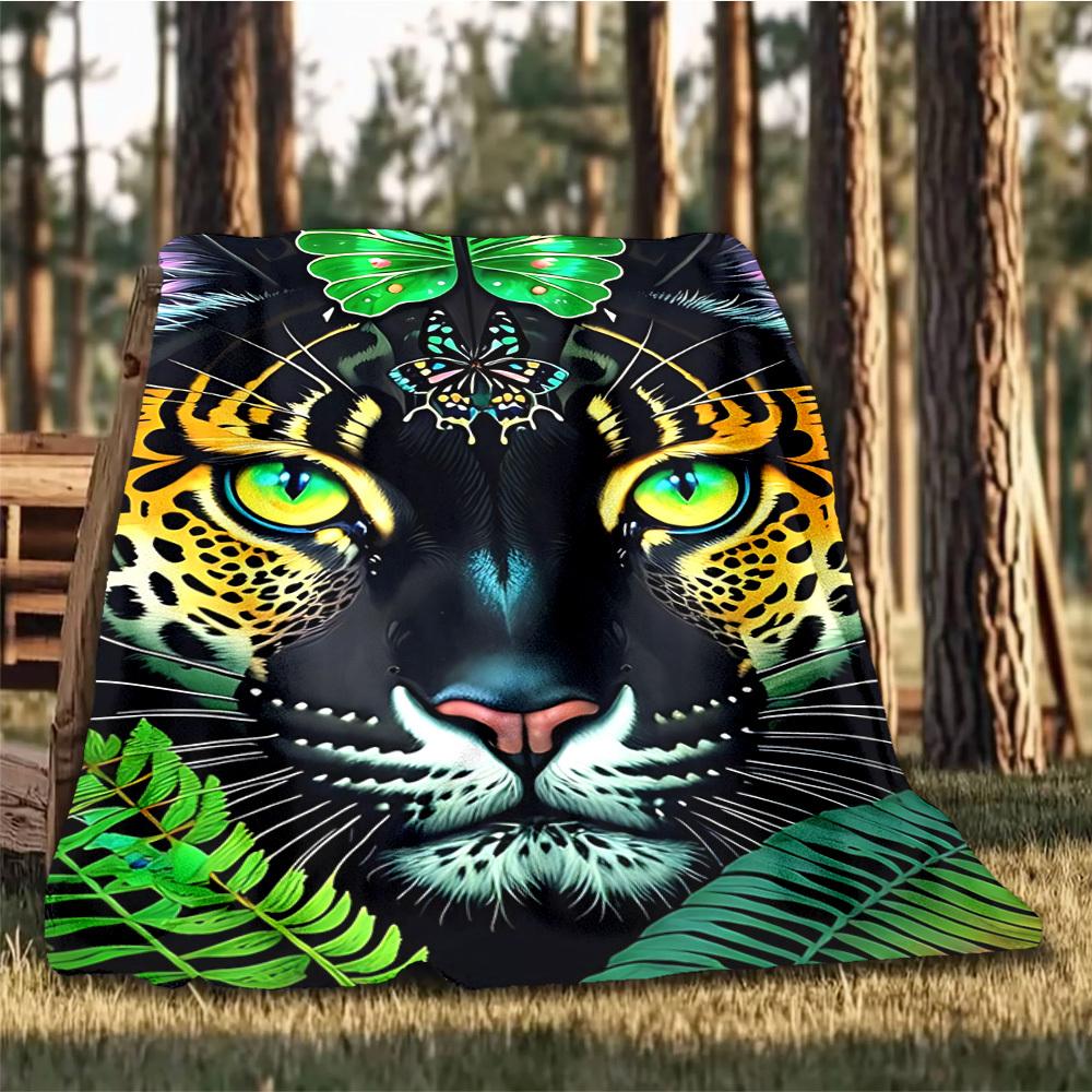 1 Stück Tiger-Print Überwurfdecke Polyesterfaser, Leichter Flanell, Weich & Warm, Ganzjahresnutzung für Außenbereich, Camping Digitaldruck